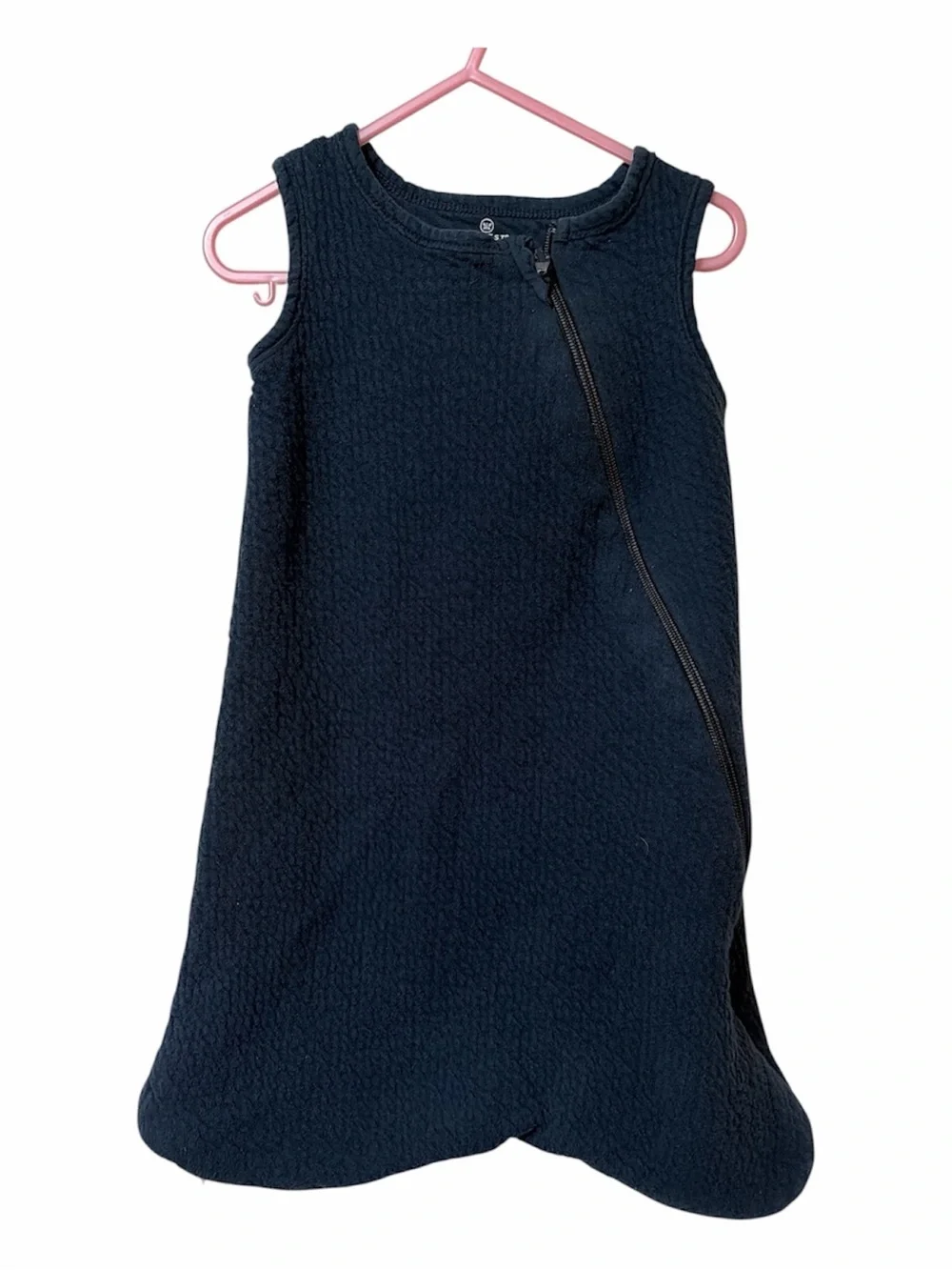 Honest Company Sleeveless Navy Textured Zip Baby Sleep Sack